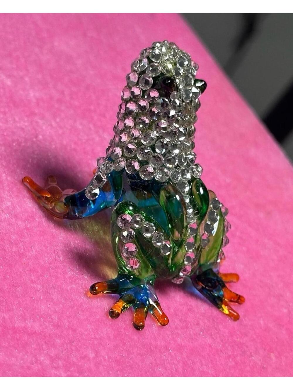 Frog - Small glass rainforest tree frog with clear rhinestones new